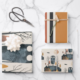 Niedliches Monster-Herbstfarben-Whimsisches Hallow Geschenkpapier Set