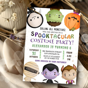 Niedliches Monster Kids Costume Halloween Party Einladung