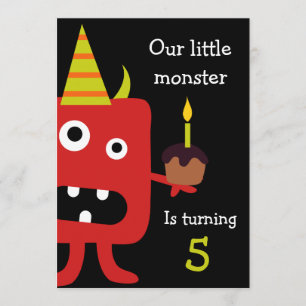 Niedliches Monster Kindergeburtstag Party Einladun Einladung