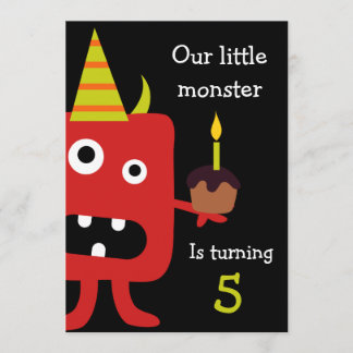 Niedliches Monster Kindergeburtstag Party Einladun Einladung