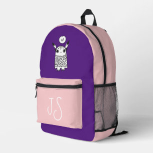 Niedliches Monster lila rosa Monogramm minimalisti Bedruckter Rucksack