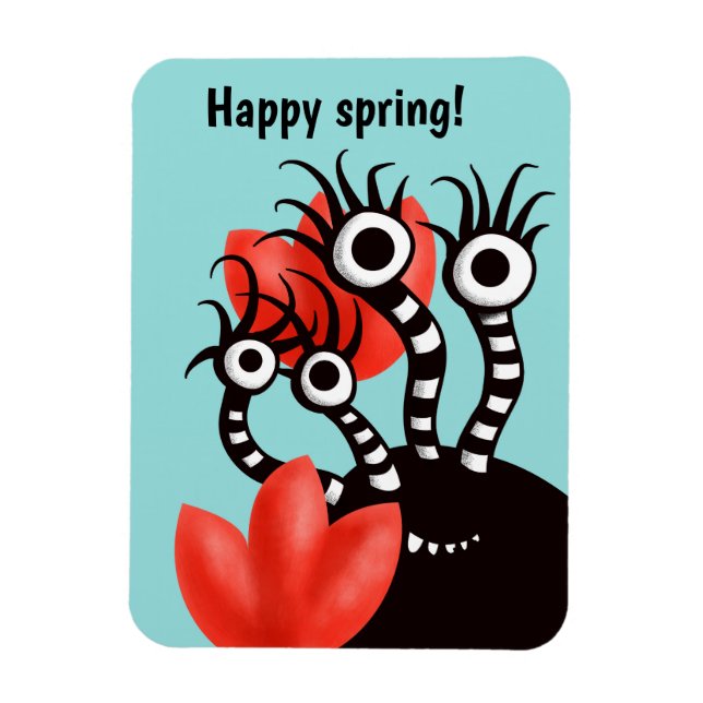 Niedliches Monster mit vier Augen Abstrakten Tulpe Magnet (Vertikal)