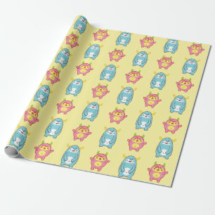 Niedliches Monster-Musterpapier Geschenkpapier