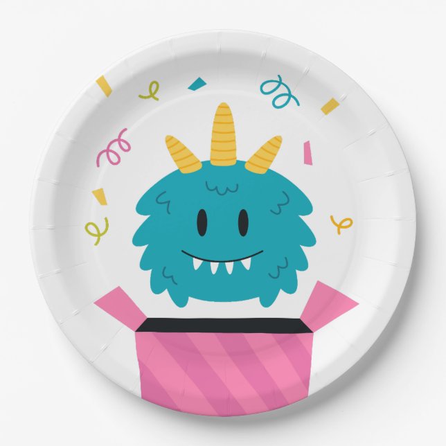 Niedliches Monster Pappteller (Vorderseite)