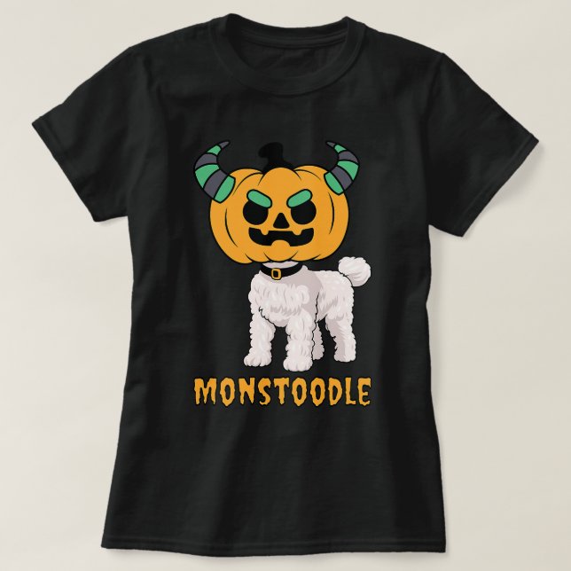 Niedliches Monster Poodle Doodle Pumpkin Head Mons T-Shirt (Design vorne)