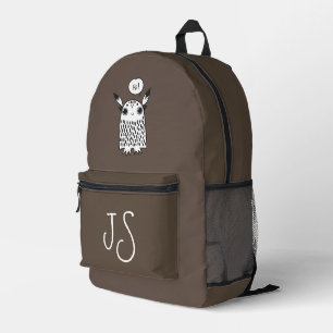 Niedliches Monster Schokoladenbraun Monogramm mini Bedruckter Rucksack