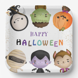 Niedliches Monster-Spooky-Halloween-Party Pappteller