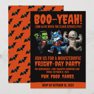 Niedliches Monsterrific Fright Day Halloween-Party Einladung