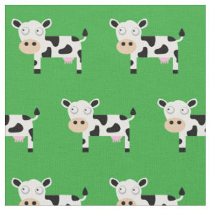 Niedliches Moo Cow Kind Kinderzimmer Farm Grün Stoff