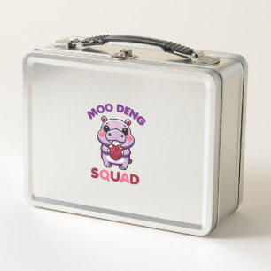 Niedliches Moo Deng Squad Baby Hippo Tank Top Metall Brotdose