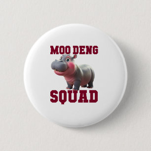 Niedliches MOO DENG SQUAD Baby Hippo Team Cheer Gi Button