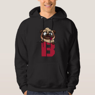 Niedliches Mops Alphabet, Buchstabe B, Hundealphab Hoodie