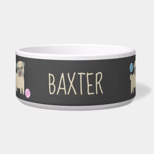 Niedliches Mops- und Balls-Muster Personalisiert Napf
