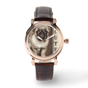 Niedliches Mops-Welpen-Foto Armbanduhr
