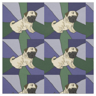 Niedliches Mops-Welpen-Hundeabstraktes Stoff
