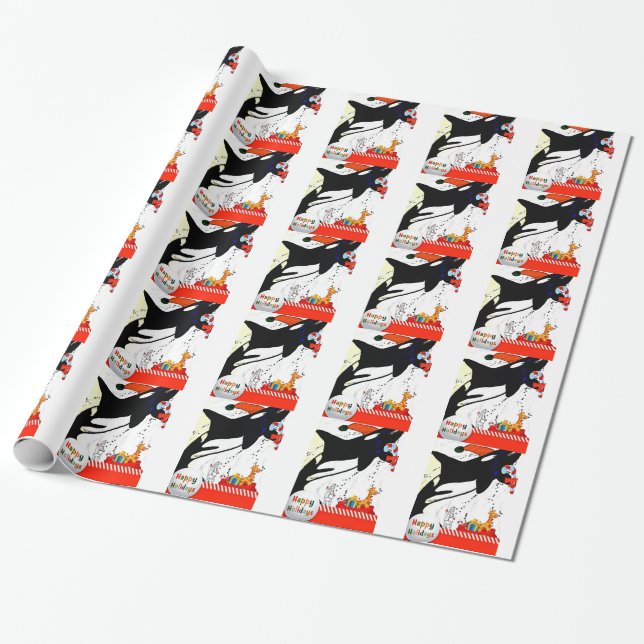 niedliches Mörderwal Weihnachtsverpackungspapier Geschenkpapier (Ungerollt)