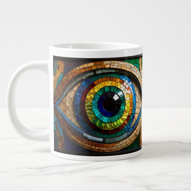 Niedliches Mosaikglas-Design Jumbo-Tasse (Links)