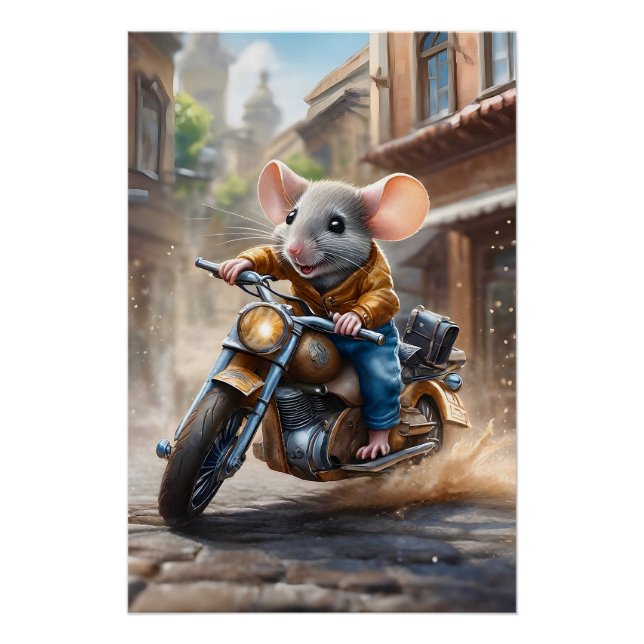 Niedliches Motorradfahren Poster (Vorderseite)