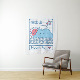 Niedliches Mount Fuji und Sun Japan Zimmerdekor Wandteppich