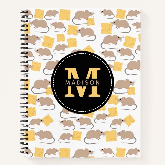 Niedliches Mouse Rodent-Essen Käsemuster Notizbuch (Vorderseite)