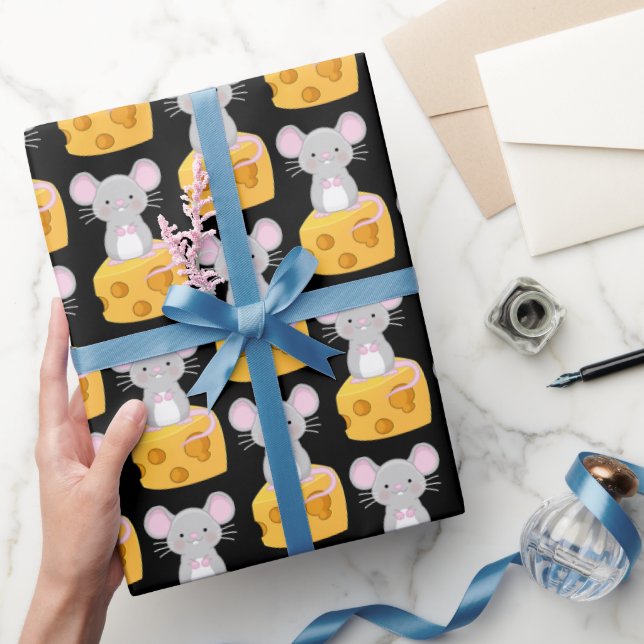 Niedliches Mouse- und Käsemuster Geschenkpapier (Schenken)