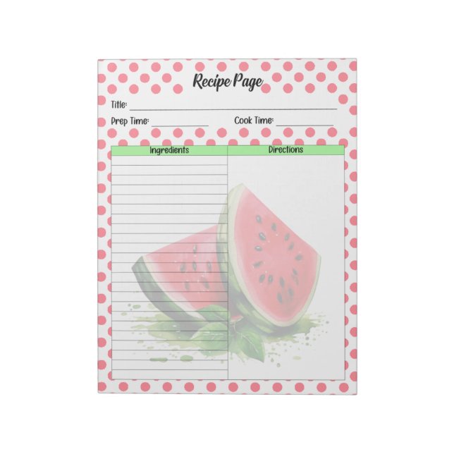 Niedliches Mouth Watermelon Rezept Notizblock (Rotiert)