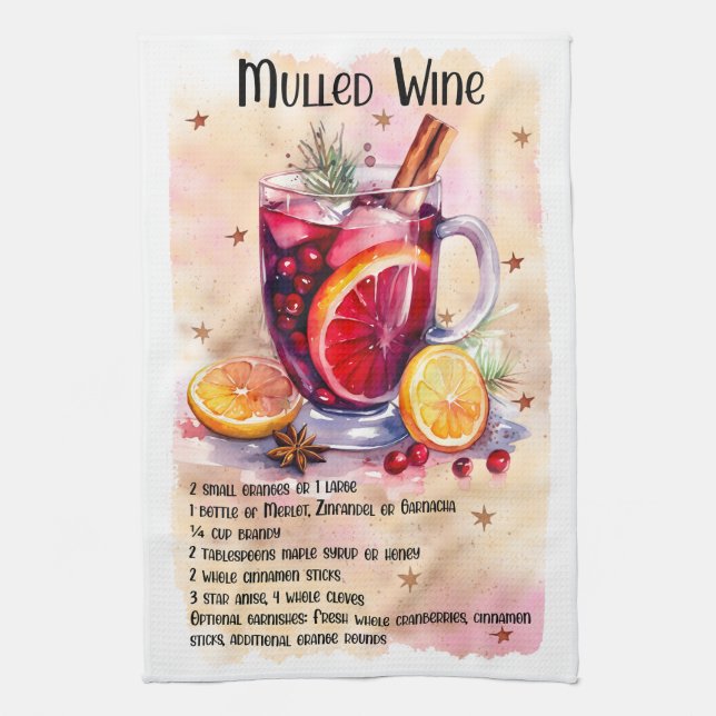 Niedliches Mulled Wein Weihnachtsgetränk Rezept Geschirrtuch (Vertikal)