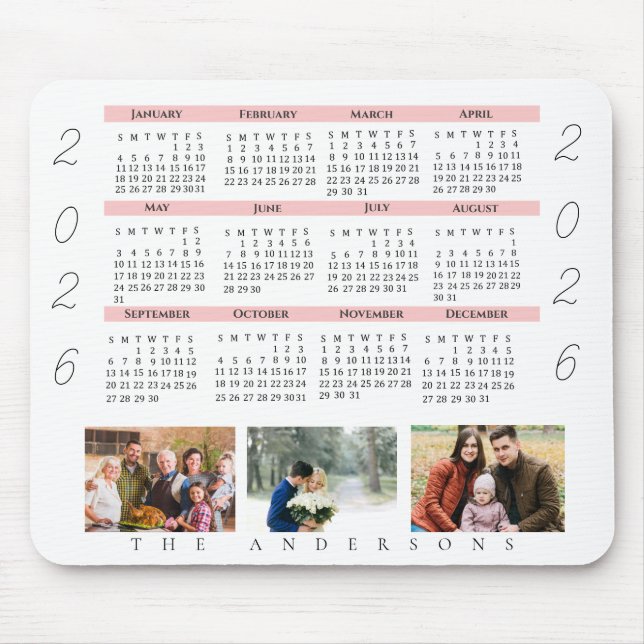 Niedliches Multi Foto 2021 Calendar Family Foto Mousepad (Vorne)