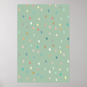 Niedliches Multicolor Dotty-Muster auf Sage Green Poster