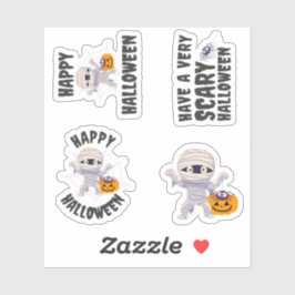 Niedliches Mummy Halloween Checker Pack Aufkleber