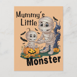 Niedliches Mummy's Little Monster Funny Halloween  Feiertagspostkarte