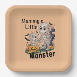 Niedliches Mummy's Little Monster Funny Halloween  Pappteller
