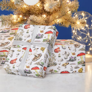 Niedliches Mushroom Frosch Schneckenwaldmuster Geschenkpapier