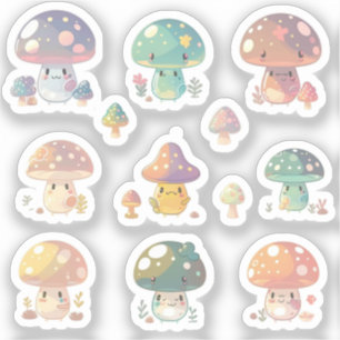 Niedliches Mushroom-HolografPack Aufkleber