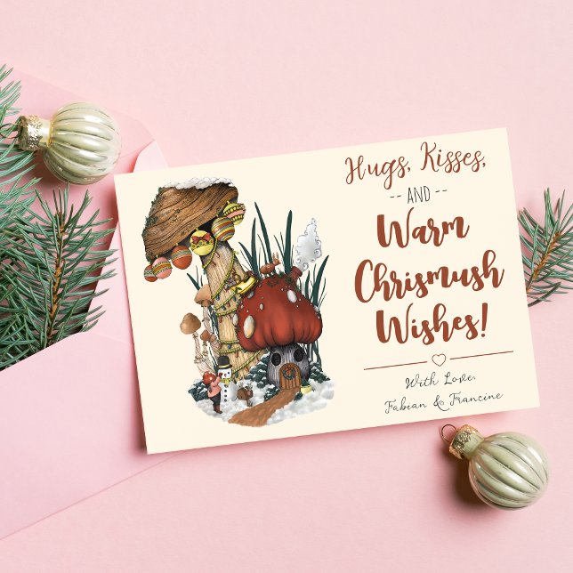 Niedliches Mushroom House Frohe Weihnachts-Magnet- Magnetkarte (Magical Mushroom Magnetic Christmas Cards)