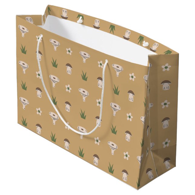 Niedliches Mushroom Muster Große Geschenktasche Geschenktüte (Rückseite Schrägansicht)