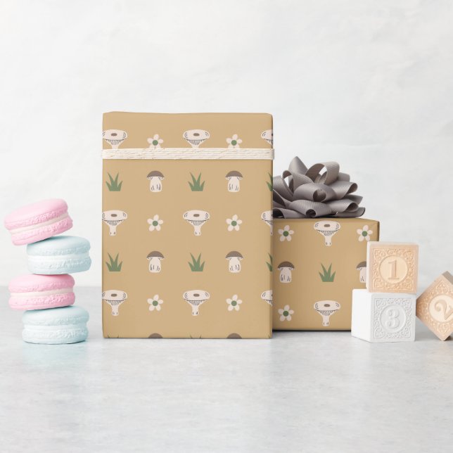 Niedliches Mushroom-Muster Wrapping Paper Roll Geschenkpapier (Babyparty)