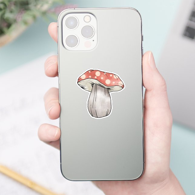 Niedliches Mushroom Wasserfarben-Illustration rot Aufkleber (Telefon)