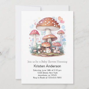 Niedliches Mushroom Wonderland Bliss Girl Babydusc Einladung