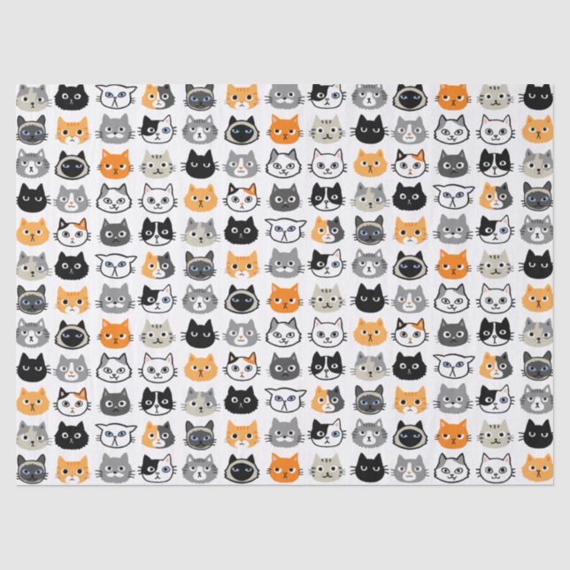 Niedliches Muster| Coole Hauskatzen Seidenpapier (Vorderseite)