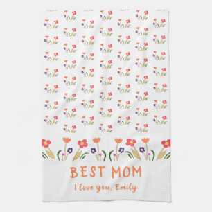 Niedliches Muster der Blume der besten Mama Zeichn Geschirrtuch