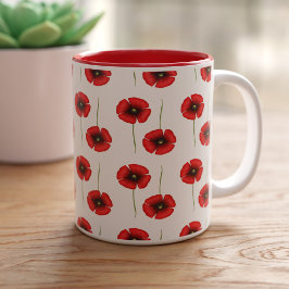 Niedliches Muster der Blume Red Poppe Tasse