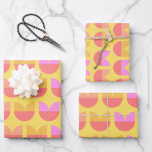 Niedliches Muster der geometrischen Blume in Gelb  Geschenkpapier Set