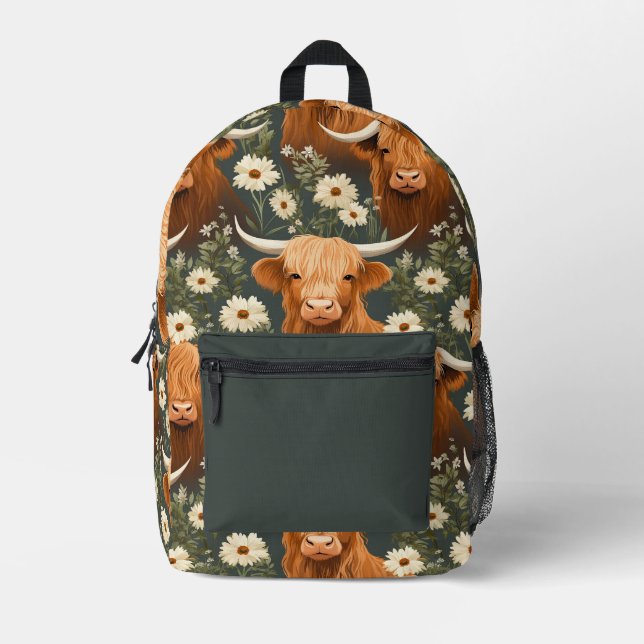 Niedliches Muster der Kuhflora Bedruckter Rucksack (Vorderseite)