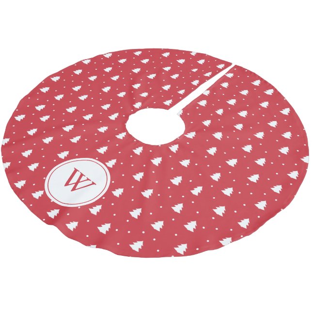 Niedliches Muster der Roten Pinien Personalisiert Polyester Weihnachtsbaumdecke (Schrägansicht)