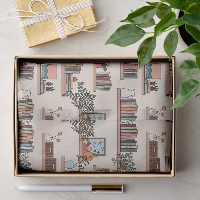 Niedliches Muster der virtuellen Bibliothek Seidenpapier (Geschenk)