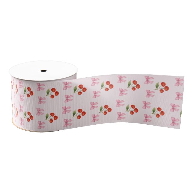 Niedliches Muster der Wasserfarbe Bow Coquette Ripsband (Spule)