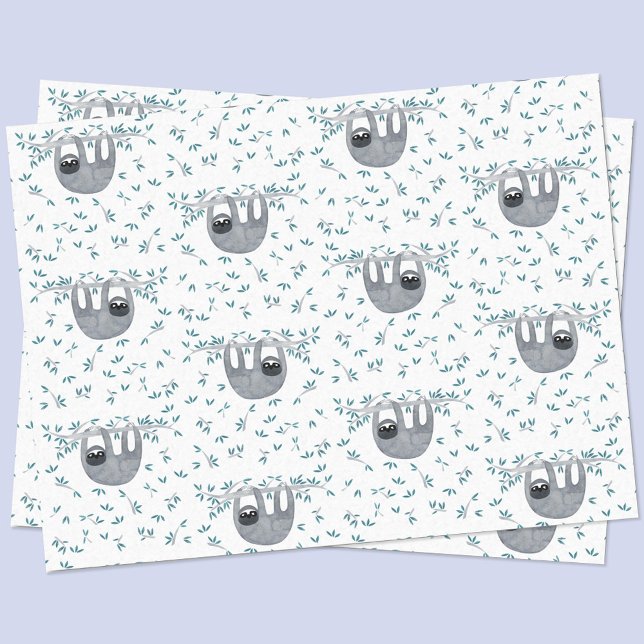 Niedliches Muster der Wasserfarbe Seidenpapier (Watercolor sloth pattern tissue paper )
