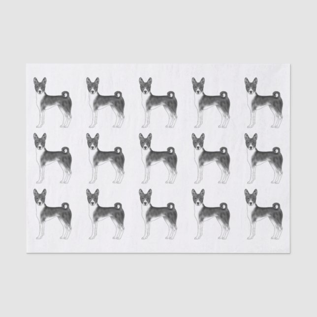 Niedliches Muster eines Basenji-Hundes in Schwarz/ Seidenpapier (Vorderseite)