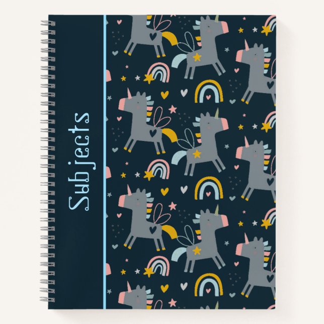 Niedliches Muster-Einhorn-Notebook Notizbuch (Vorderseite)